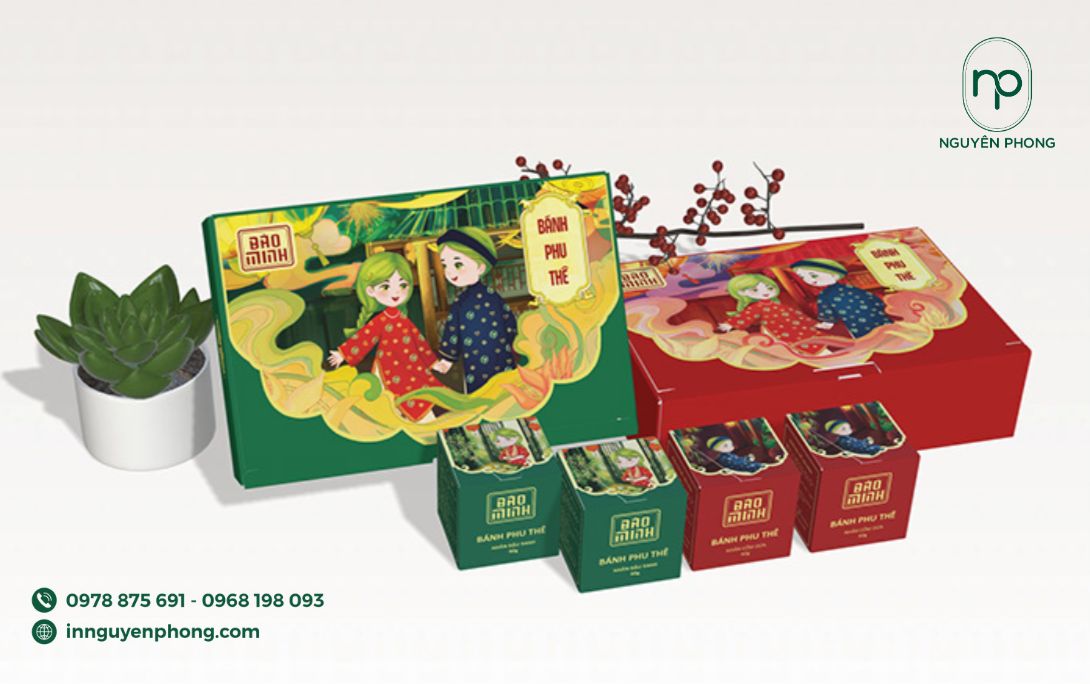 mẫu hộp bánh phu thê với gam màu đẹp